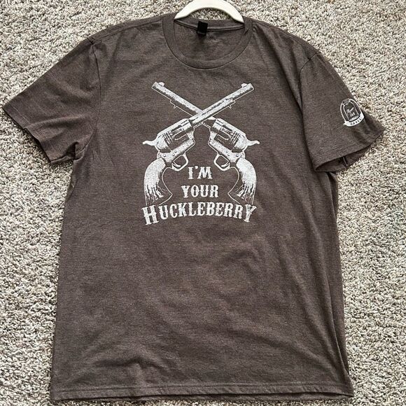 Tombstone “I’m Your Huckleberry” T-Shirt Heather Brown Cotton Blend Mens Large - Picture 1 of 7